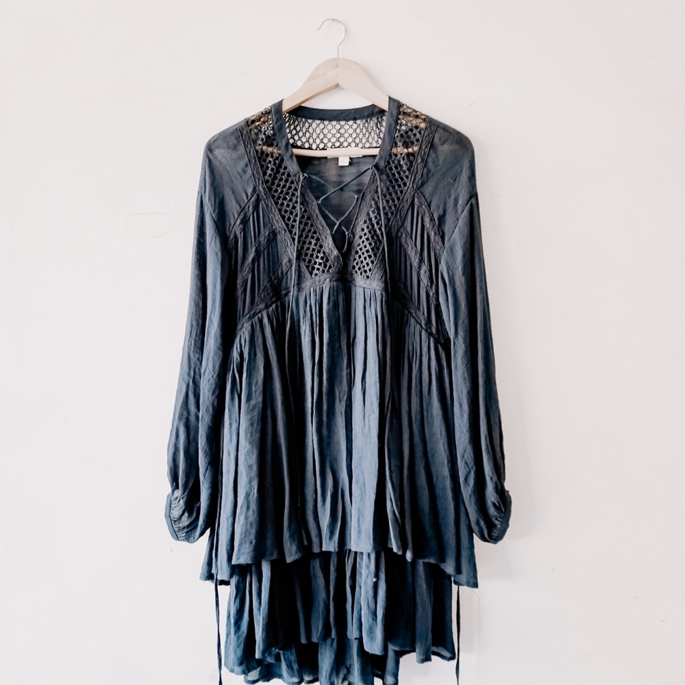 Onetheland Blue Laceup Dress